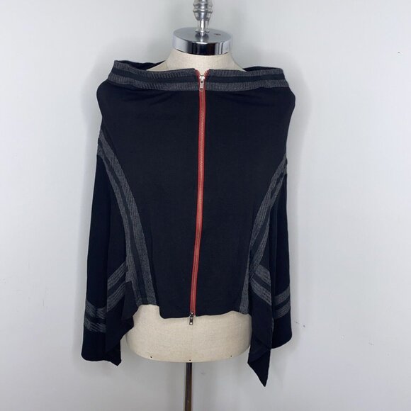 Dzhavael Couture Black Asymmetrical Poncho Tunic Top L Witchy Fairy Grunge Goth - Picture 1 of 8
